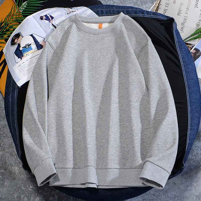Spring Autumn New Mens Hoodie Casual Cotton Fleece Long Sleeve Men Sweatshirt Round Neck Multicolor Fashion Loose Tops 5XL