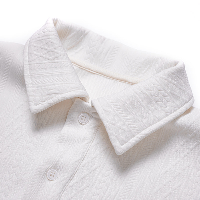 Jacquard texture polo shirt short sleeved men's T-shirt