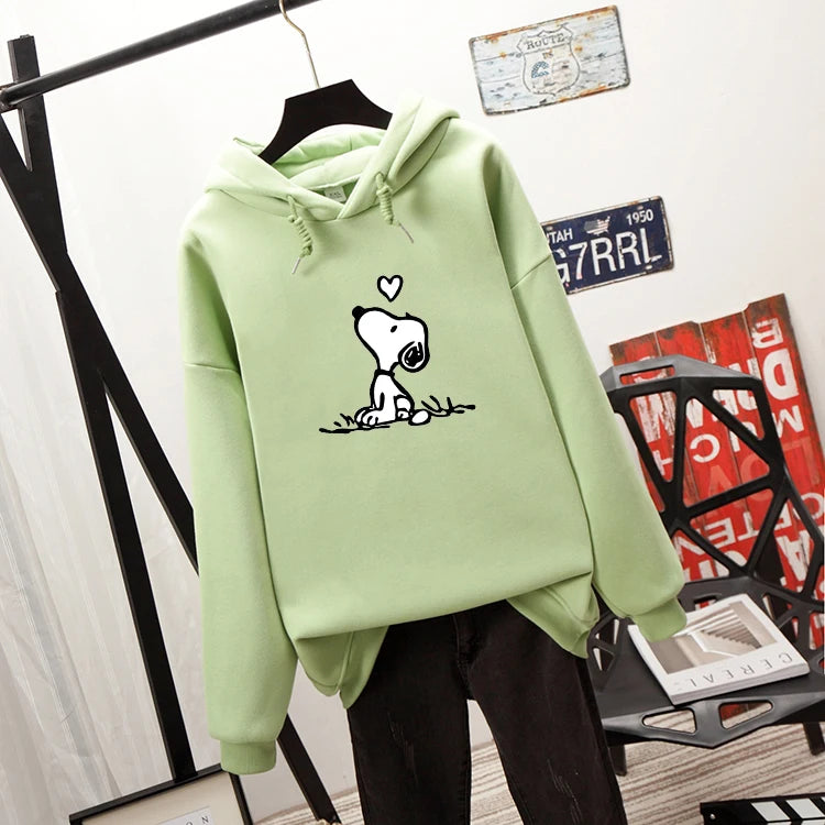 Autumn Winter Sweatshirt Women Long Sleeve Funny Dog Pattern Print Hoodie