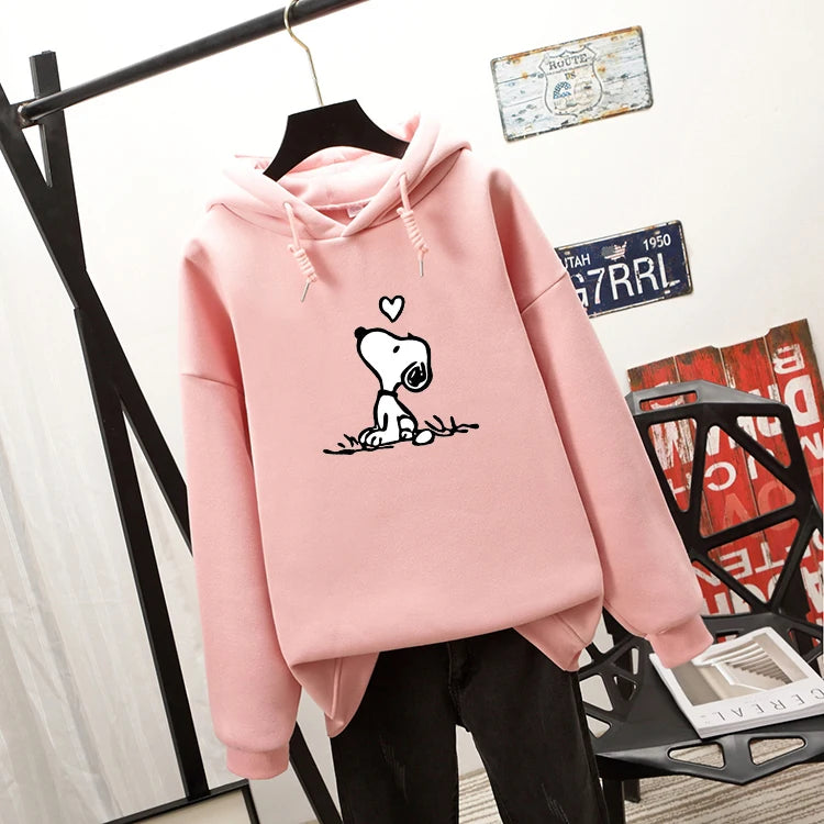 Autumn Winter Sweatshirt Women Long Sleeve Funny Dog Pattern Print Hoodie