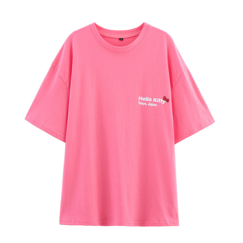 Summer Style Women's Fashion Casual Versatile Round Neck Short Sleeve Printed T-Shirt