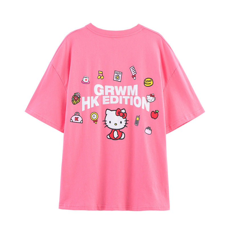 Summer Style Women's Fashion Casual Versatile Round Neck Short Sleeve Printed T-Shirt