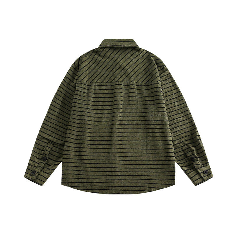 Workwear striped long sleeved shirt for casual men and women