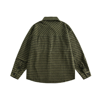 Workwear striped long sleeved shirt for casual men and women