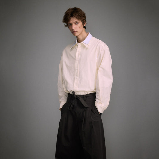 Double collar casual long sleeved shirt