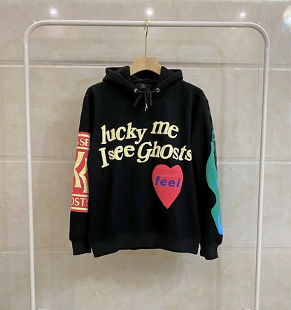 Kanye Foaming Love Letter Graffiti Print Hoodie Sweater for Men and Women Couples Plush Coat