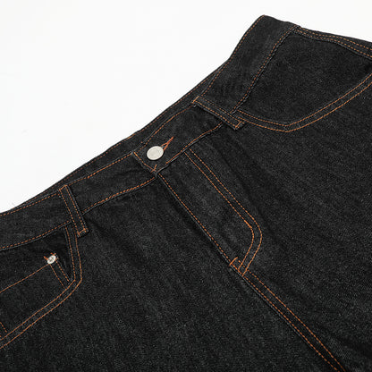 Loose Wide-Leg Denim Trousers Men's Hip-Hop Trendy Design Deconstructed Patchwork Topstitching Cargo Long Pants