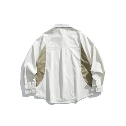 Color blocking patchwork shirt men's loose casual top