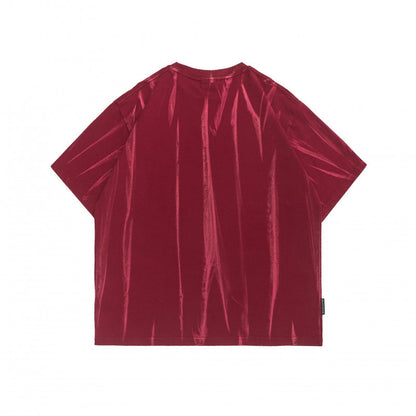 Washed and worn round neck T-shirt for men and women with short sleeves