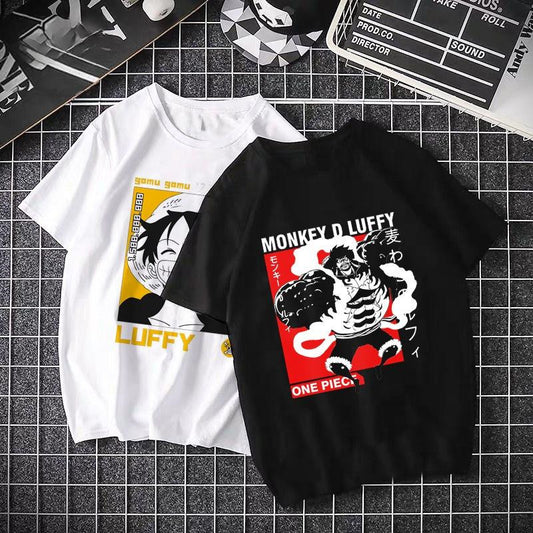 ONE PIECE Pirate King Luffy Fourth Grade Printed T-shirt Thin Top Short Sleeve Anime  Tshirt