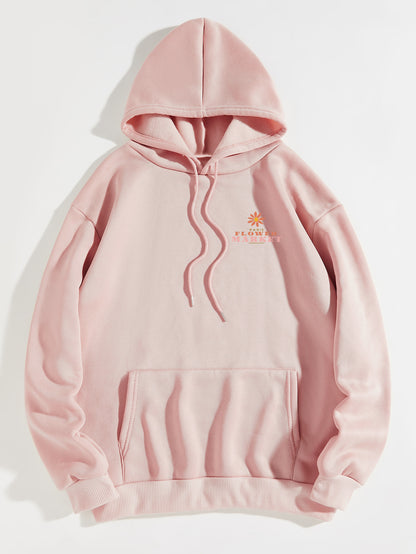 Floral pattern hoodie European and American hooded sweatshirt Plain letter sweatshirt Oversized Hoodie