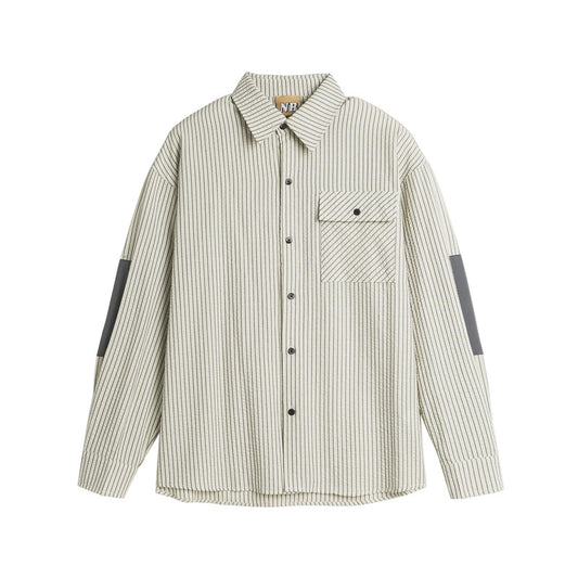 Minimally contrasting striped long sleeved men's casual shirt