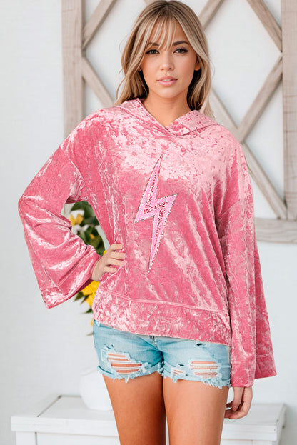 Pink Thunder Bolt Sequin Oversized Hoodie