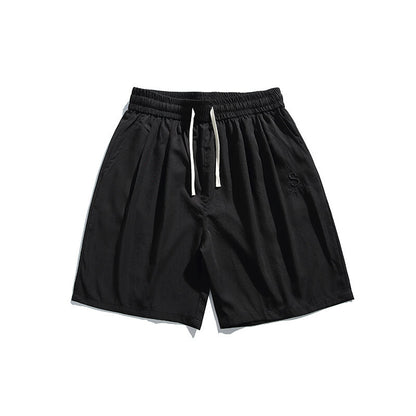 Casual shorts men's and women's solid color straight leg sports five quarter pants