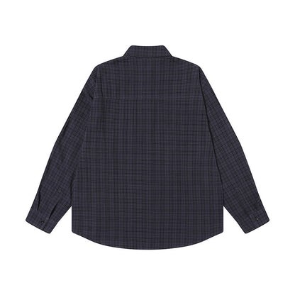 Splicing striped checkered long sleeved sports shirt