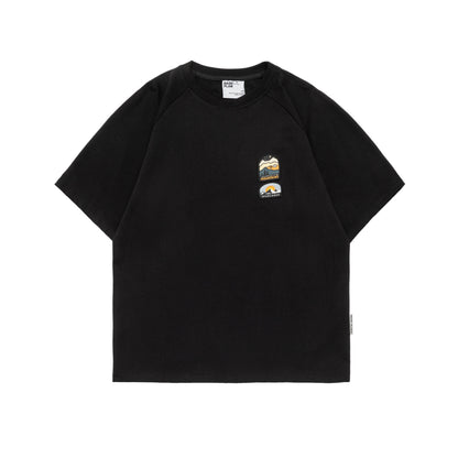 Embroidered short sleeved men's and women's loose half sleeved T-shirt with adhesive fabric