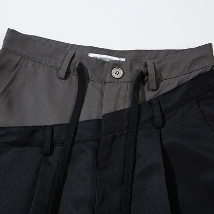 Spliced Color-Block Wide-Leg Pants Men's Casual Loose Design Sense Trendy Brand INS Hip-Hop Floor-Length Trousers