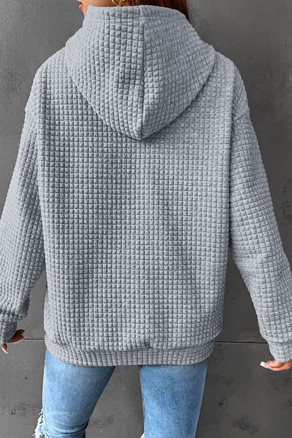 Fiery Red Quilted Kangaroo Pocket Drawstring Hoodie