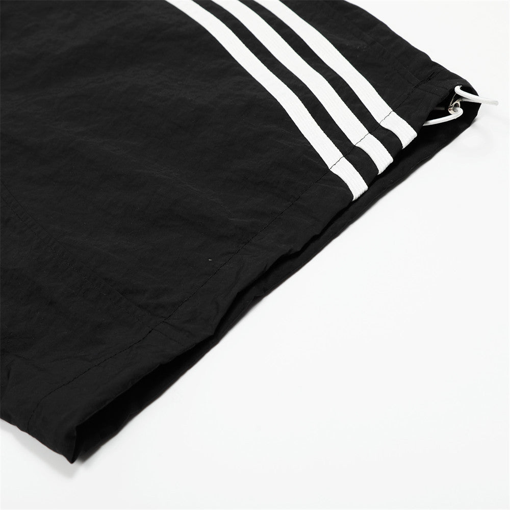 Casual Wide-Leg Pants Men's Loose Scythe Pants Vibe High Street Design Three-Stripe Pattern Trousers