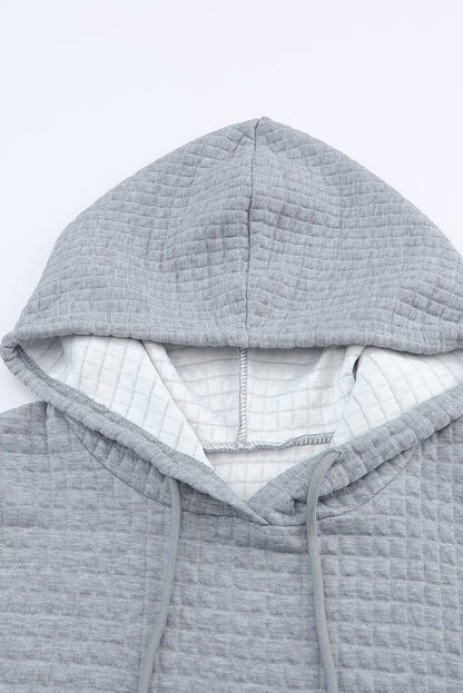 Fiery Red Quilted Kangaroo Pocket Drawstring Hoodie