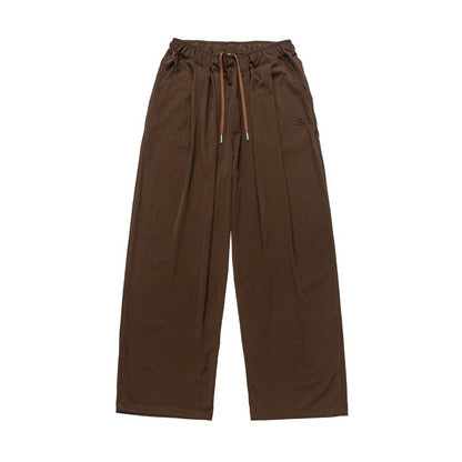 Solid color embroidery quick drying loose straight leg wide leg pants for men