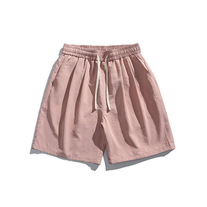 Casual shorts men's and women's solid color straight leg sports five quarter pants