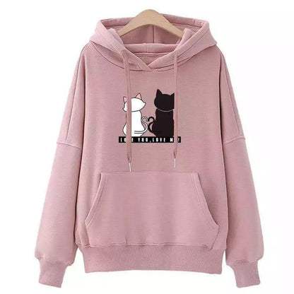 Streetwear Hoodies Women Sweatshirt Autumn Long Sleeve Hoodies Harajuku Hoodie Cute Cat Print Sweatshirt for Women
