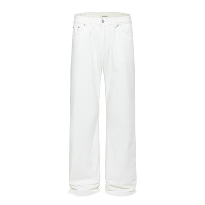 Loose Denim Pants Men's Street Trend Loose Straight Leg Trousers Pure Color Floor-Length Wide-Leg Long Pants