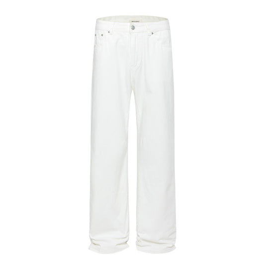 Loose Denim Pants Men's Street Trend Loose Straight Leg Trousers Pure Color Floor-Length Wide-Leg Long Pants