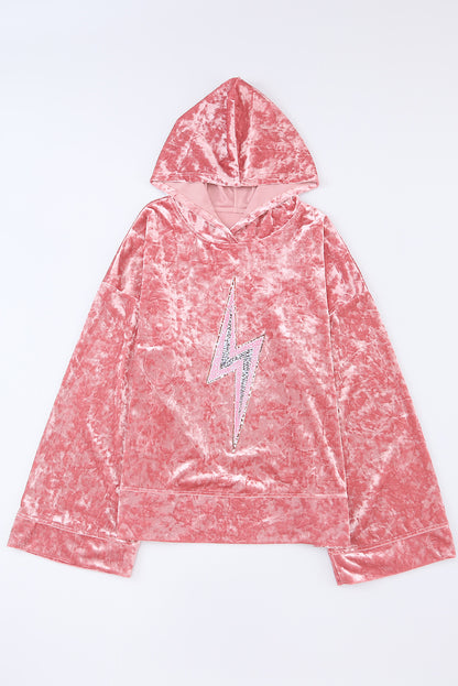 Pink Thunder Bolt Sequin Oversized Hoodie
