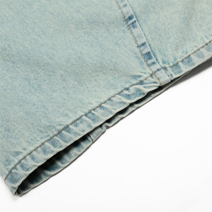 Heavy Washed Slashed Denim Pants American Retro Loose Wide-Leg Long Pants Men's Light Color Distressed Banana Pants