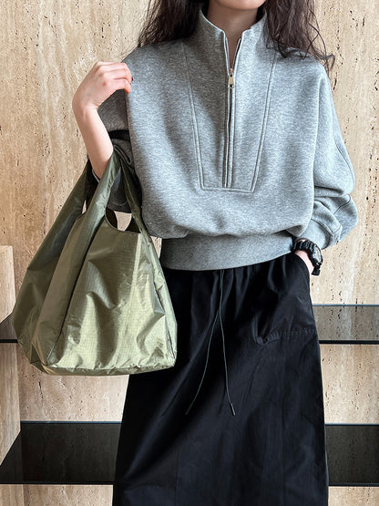 Half zip hoodie casual sports high waisted top