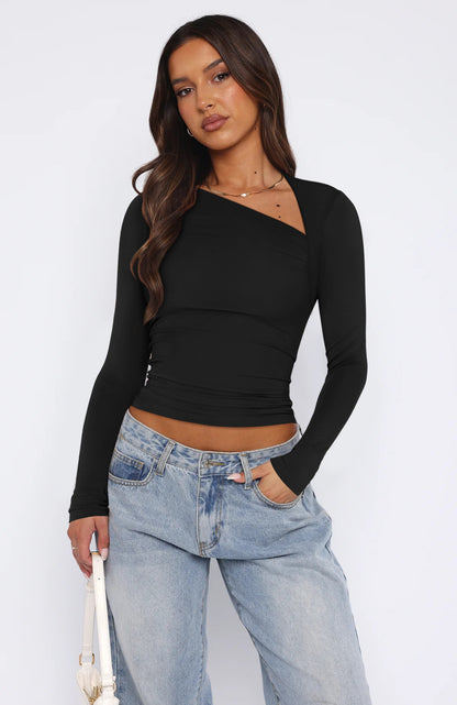 Slant neck women's T-shirt