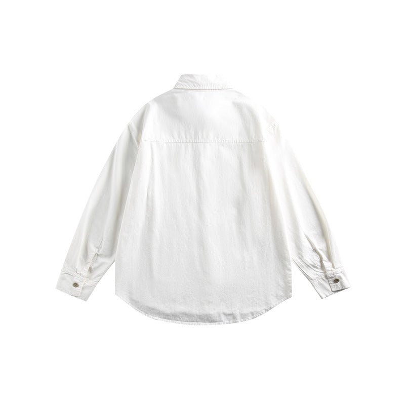 Solid color minimalist pocket long sleeved shirt for men and women