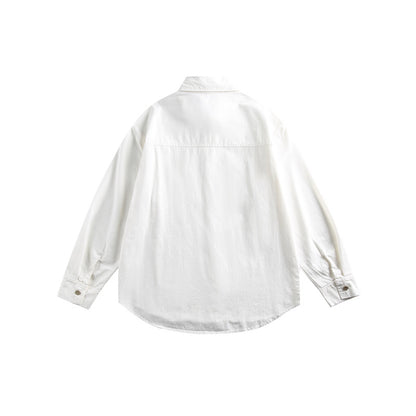 Solid color minimalist pocket long sleeved shirt for men and women