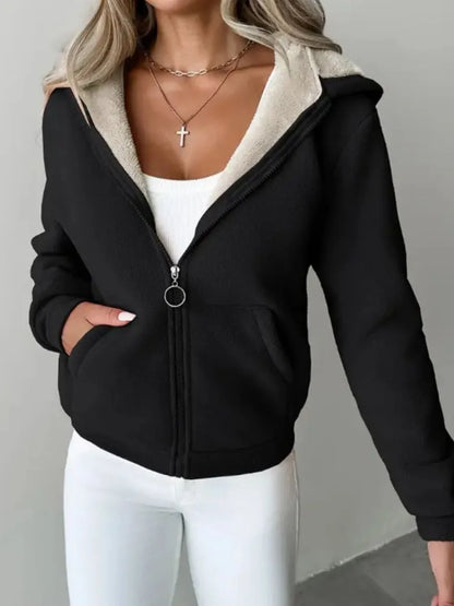 Autumn and winter fleece warm multicolor base with fleece casual hoodie cardigan