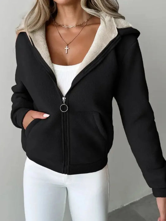 Autumn and winter fleece warm multicolor base with fleece casual hoodie cardigan