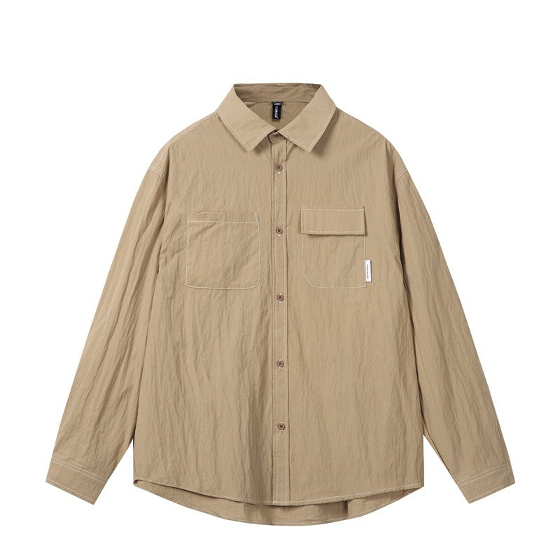 Solid color long sleeved shirt men's and women's workwear shirt
