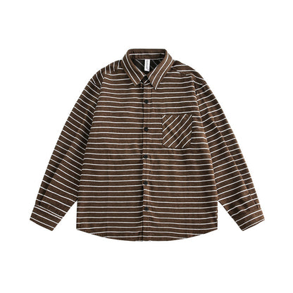 Workwear striped long sleeved shirt for casual men and women
