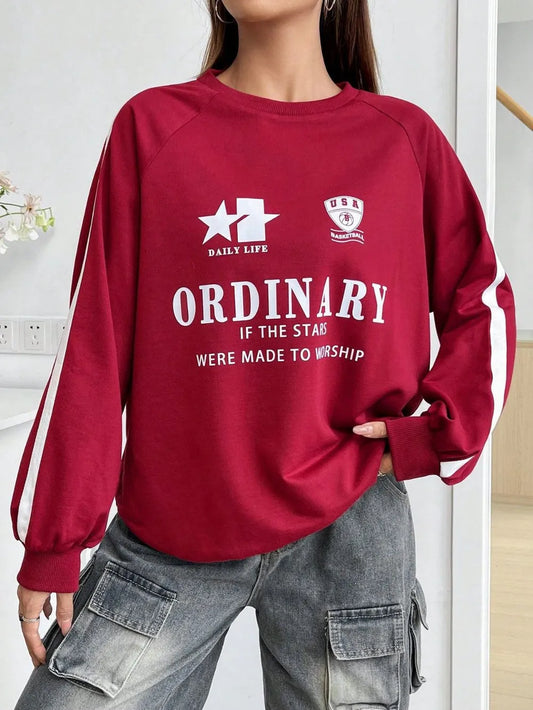 Women's Instagram casual versatile commuting printed long sleeved hoodie