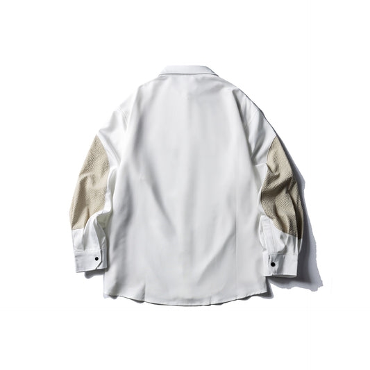 Deconstructing Bubble Yarn Color blocked Splicing Long sleeved Shirt