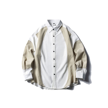 Deconstructing Bubble Yarn Color blocked Splicing Long sleeved Shirt