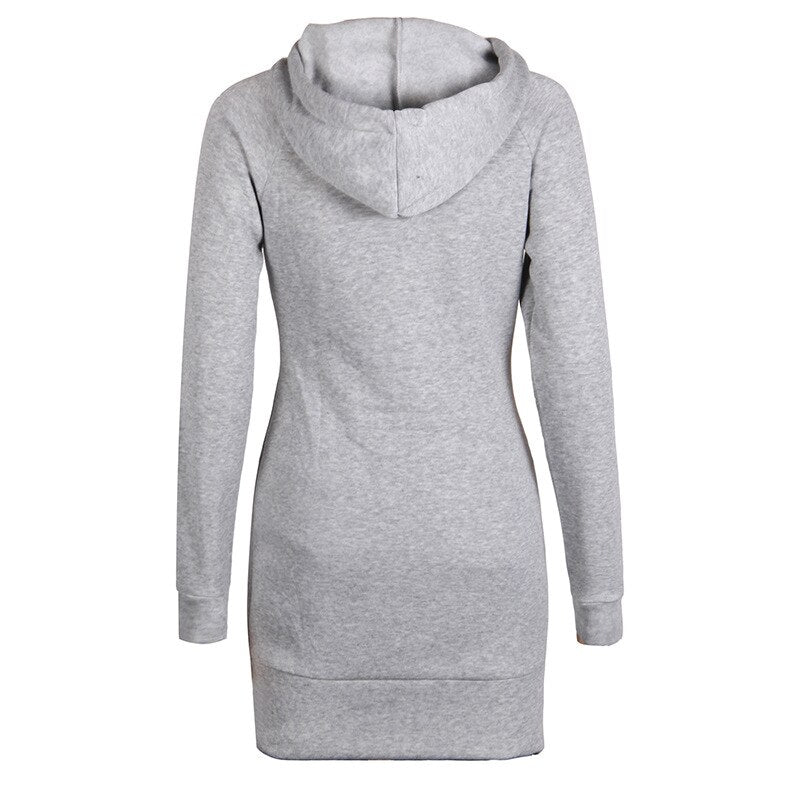 Awaytr Autumn Womens Casual Sweatshirt Dress Ladies Long Sleeve Hoodie Hooded Sweater Pullover Jumper Dress Vestidos femininos