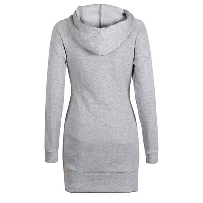 Awaytr Autumn Womens Casual Sweatshirt Dress Ladies Long Sleeve Hoodie Hooded Sweater Pullover Jumper Dress Vestidos femininos