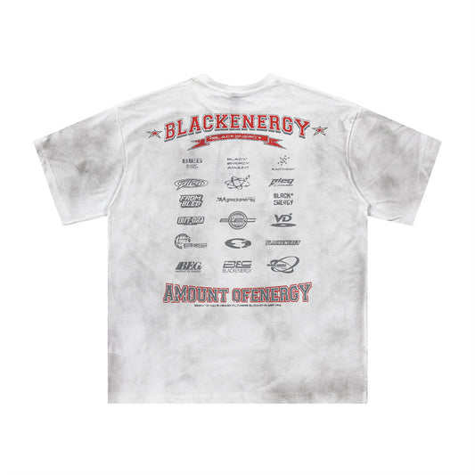 Dirty Printed Short Sleeve T-Shirt Men's Punk Logo Letter Print Pure Cotton Half Sleeve Tee Ins Trendy Summer
