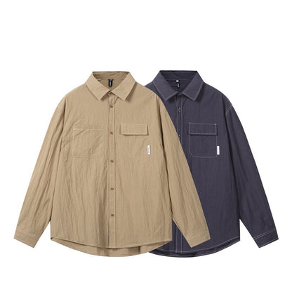 Solid color long sleeved shirt men's and women's workwear shirt