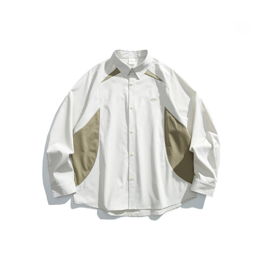 Color blocking patchwork shirt men's loose casual top