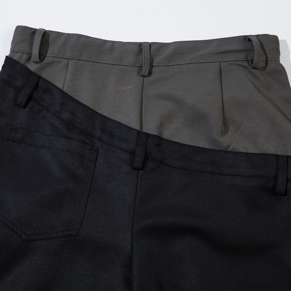 Spliced Color-Block Wide-Leg Pants Men's Casual Loose Design Sense Trendy Brand INS Hip-Hop Floor-Length Trousers