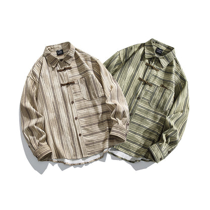 Buckled long sleeved striped shirt for men and women