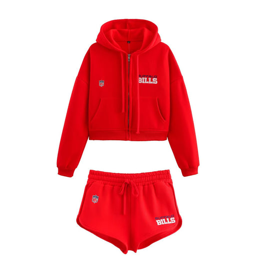 Women's Casual Hooded Cardigan with Letter Print Sweatshirt and Shorts Set for Spring and Summer